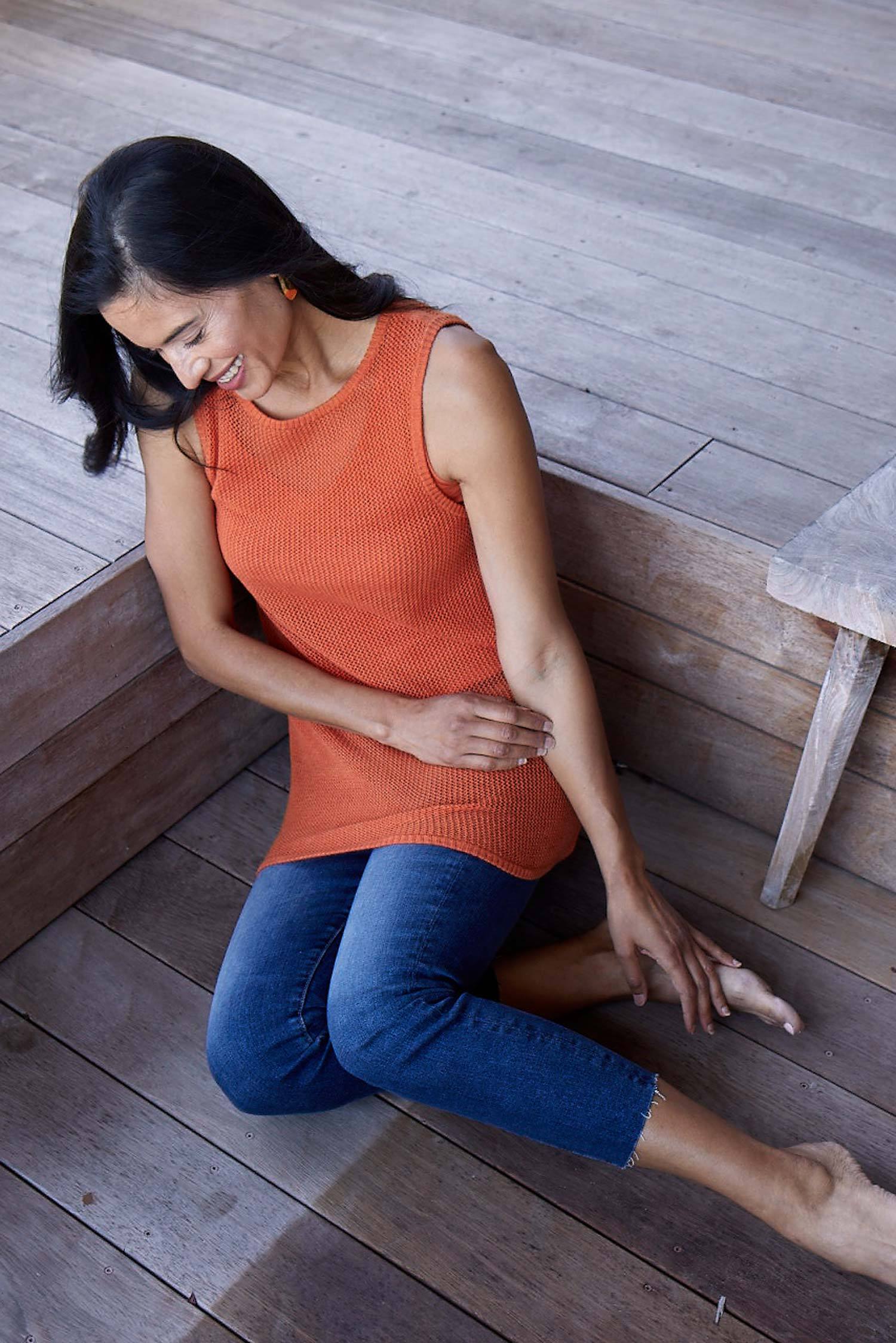 Womens Organic Cotton Top | Mesh Tank | Papaya Orange | Indigenous