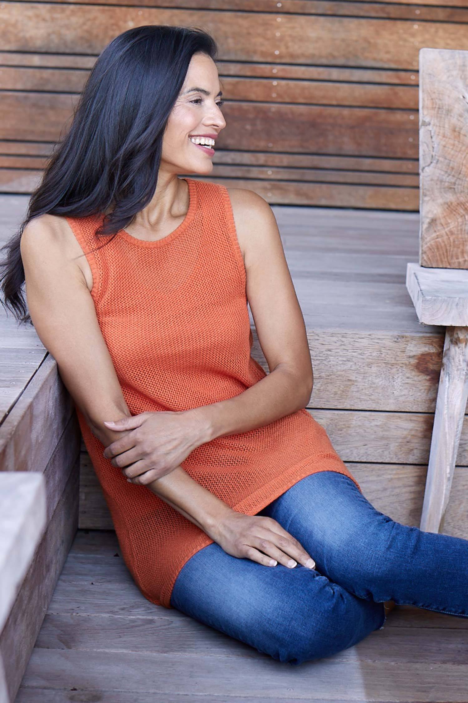 Womens Organic Cotton Top | Mesh Tank | Papaya Orange | Indigenous