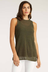Womens Organic Cotton Top | Mesh Tank | Moss Green | Indigenous