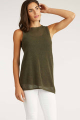 Womens Organic Cotton Top | Mesh Tank | Moss Green | Indigenous