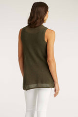 Womens Organic Cotton Top | Mesh Tank | Moss Green | Indigenous