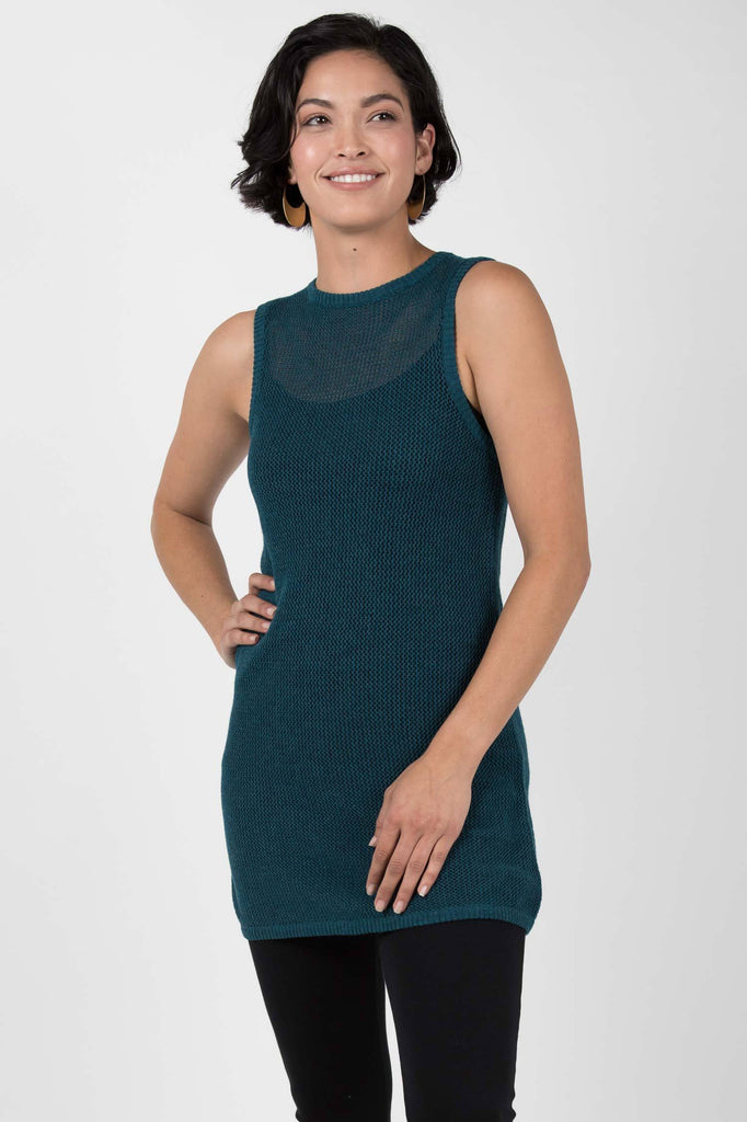 Womens Organic Cotton Top | Mesh Tank | Blue | Indigenous