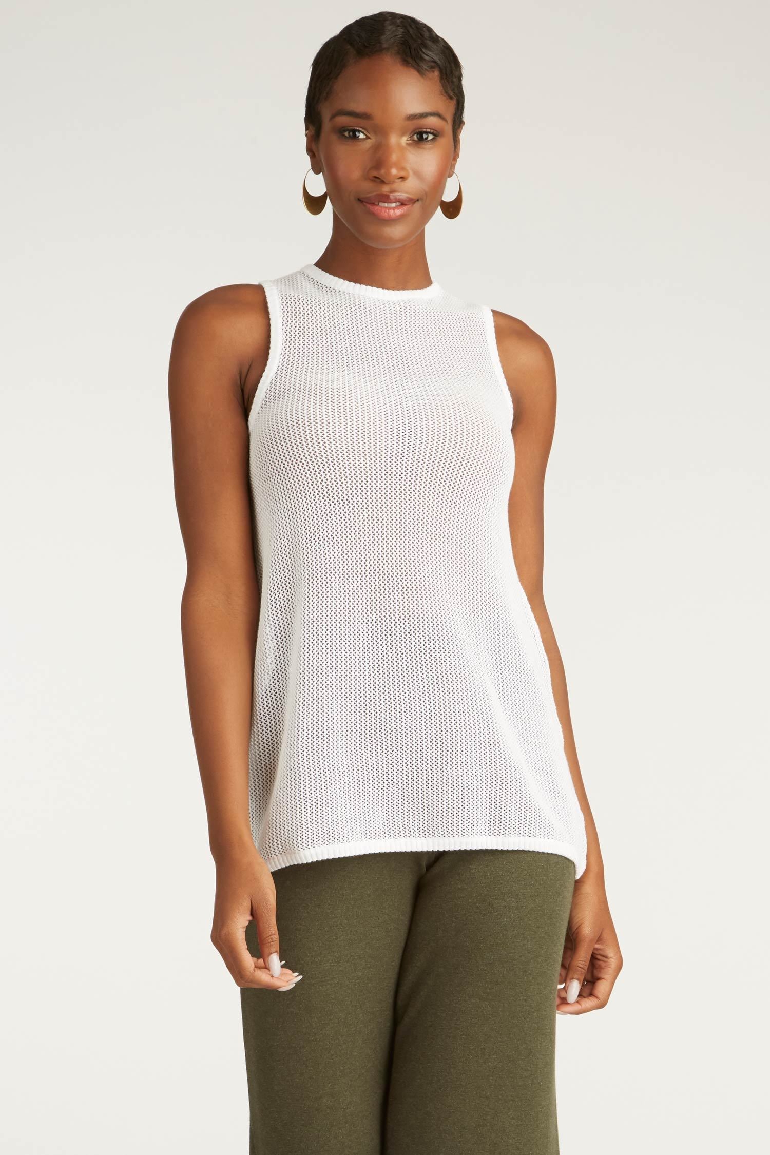 Womens Organic Cotton Top | Mesh Tank | White | Indigenous
