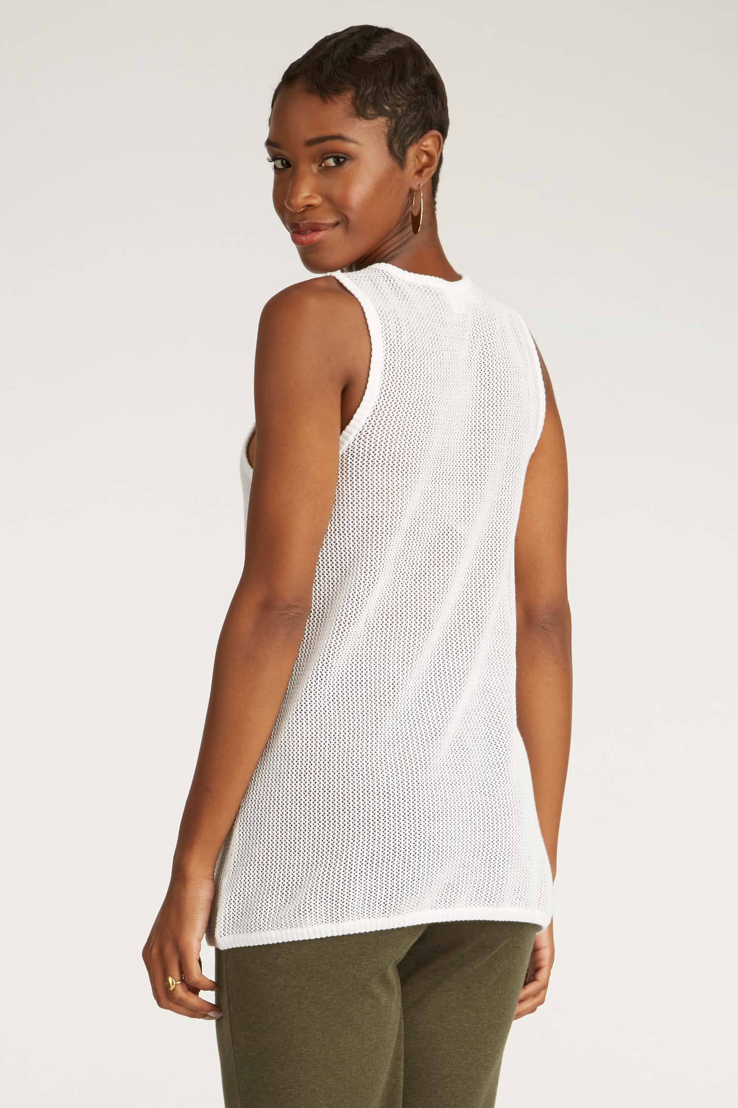 Womens Organic Cotton Top | Mesh Tank | White | Indigenous
