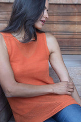 Womens Organic Cotton Top | Mesh Tank | Papaya Orange | Indigenous