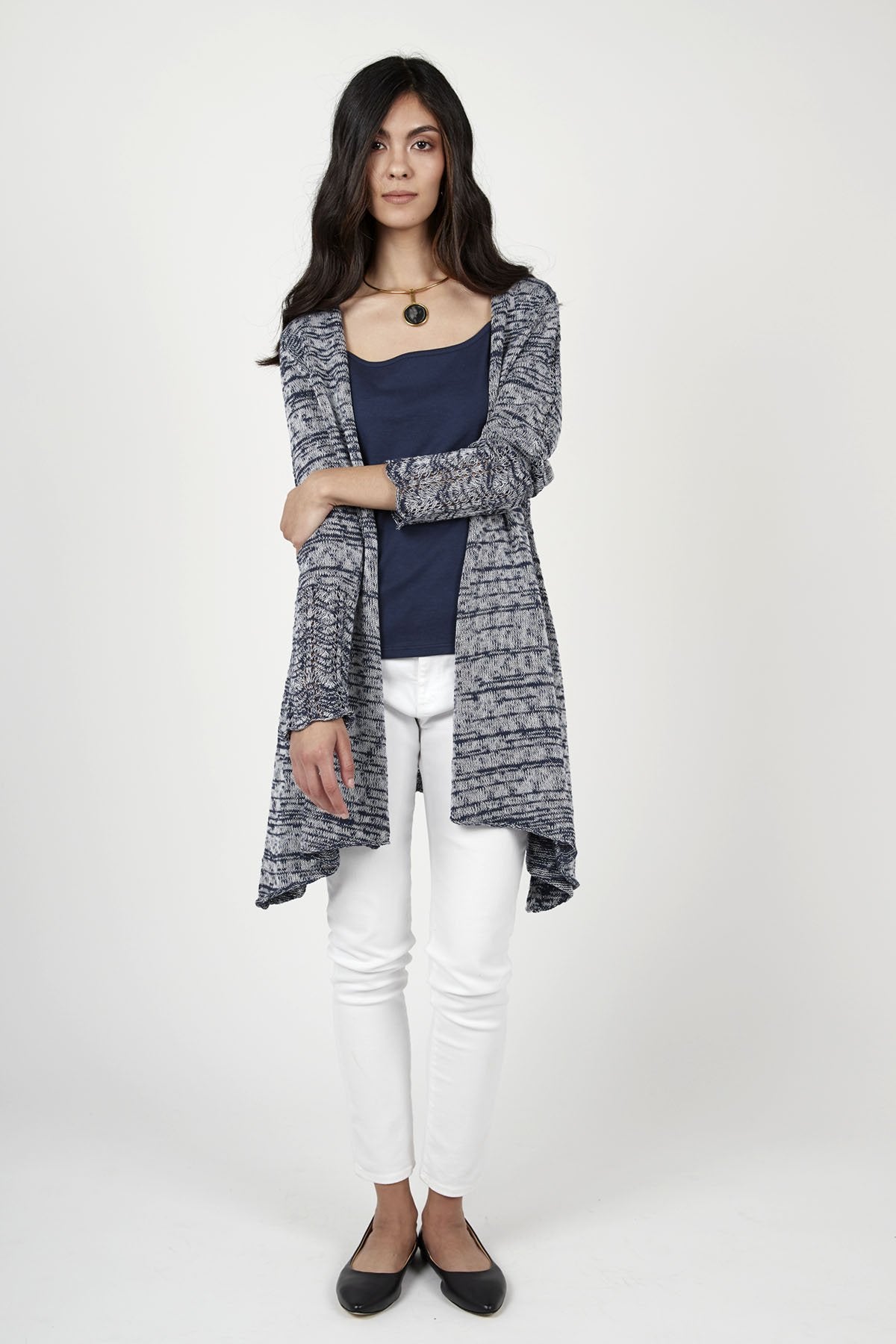 Open Front Melange Cardigan