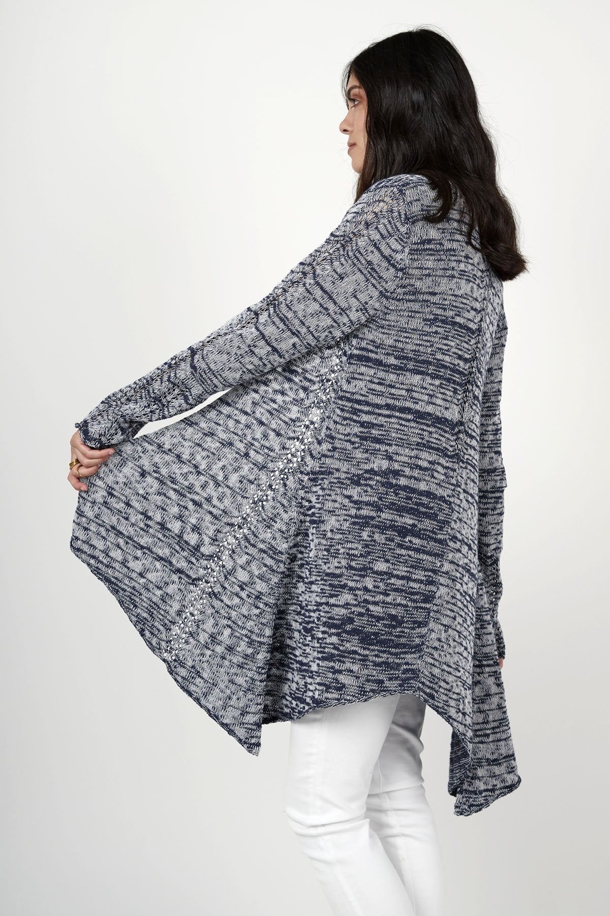 Open Front Melange Cardigan