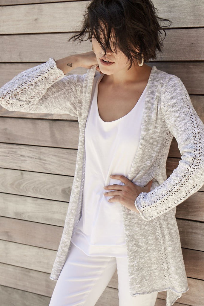 Open Front Melange Cardigan