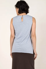 Womens Organic Cotton Tank Top | Essential Slub Shell Blouse | Blue