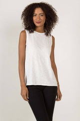 Womens Organic Cotton Tank Top | Essential Slub Shell Blouse | White