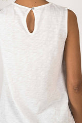 Womens Organic Cotton Tank Top | Essential Slub Shell Blouse | White