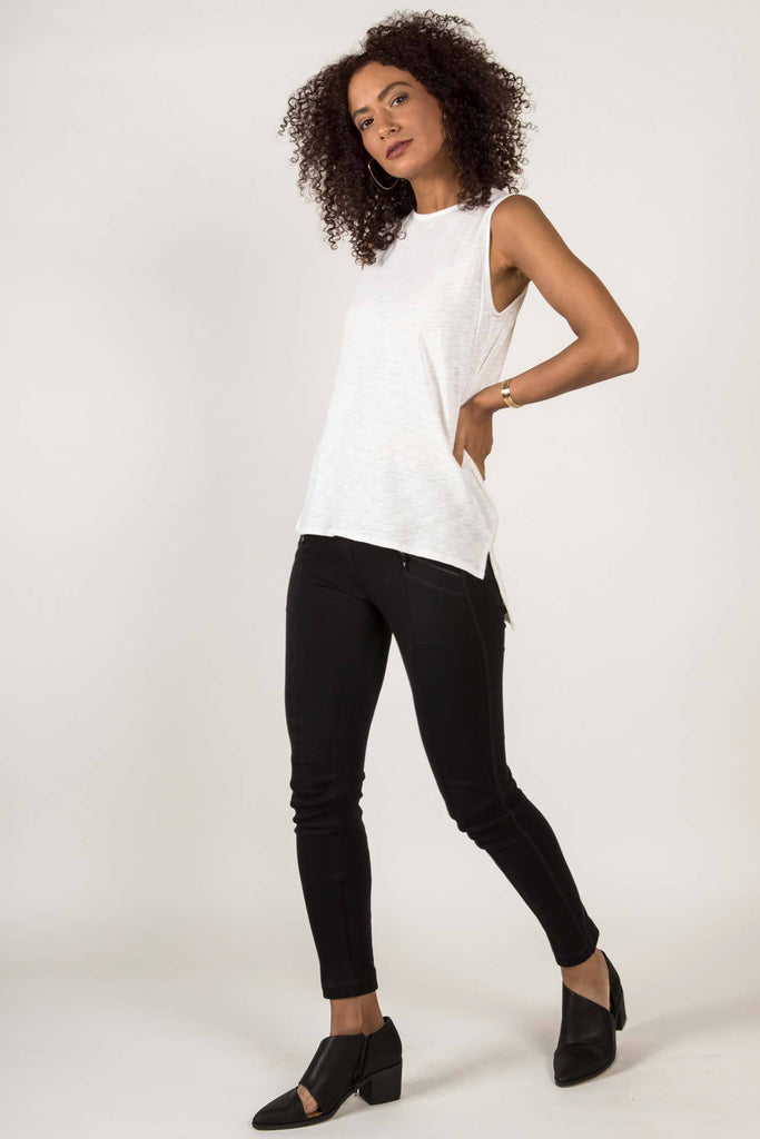 Womens Organic Cotton Tank Top | Essential Slub Shell Blouse | White