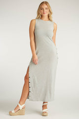 Womens Organic Cotton Dress | Snap Maxi Dress | Silver