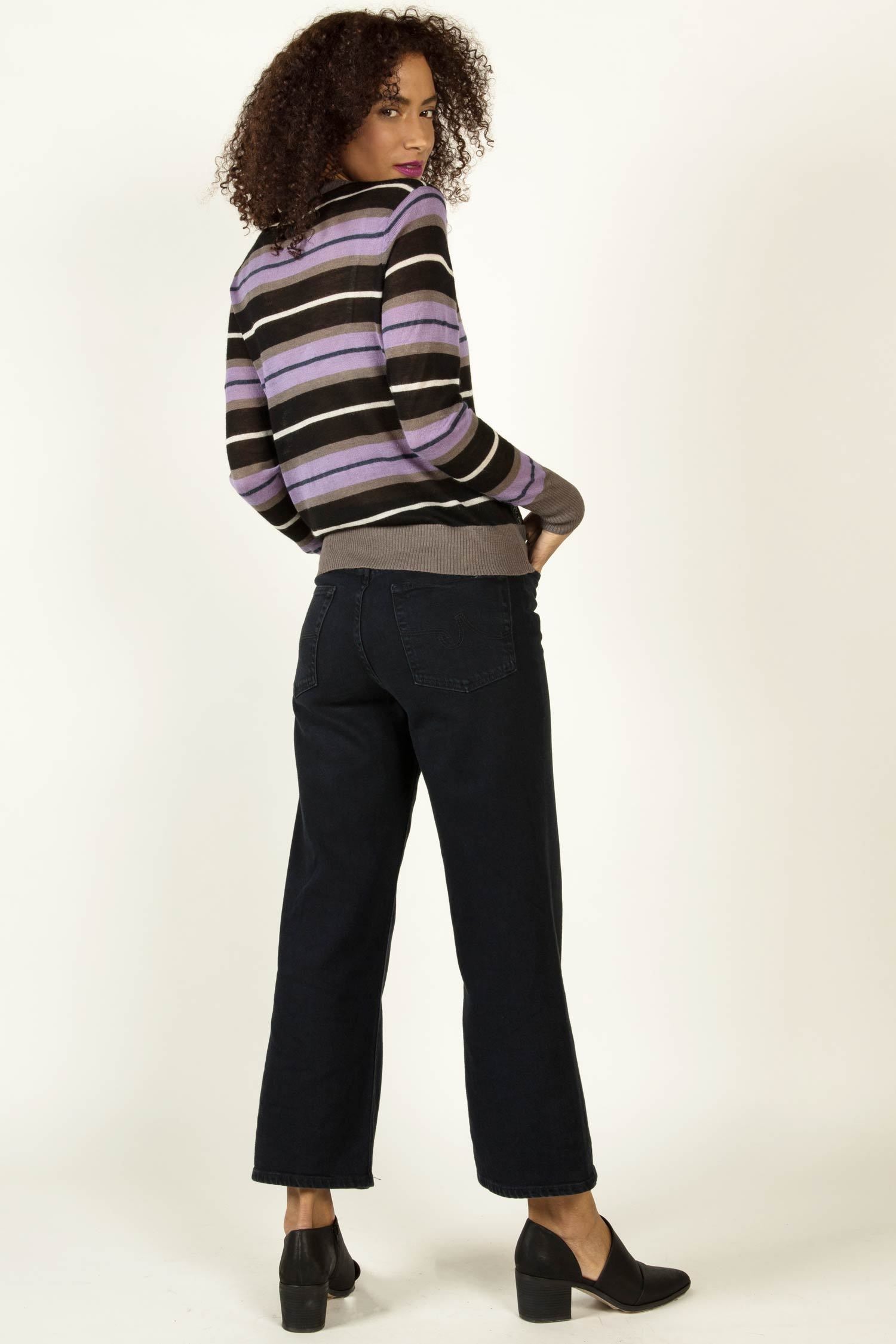 Striped Alpaca Silk Blouse | Lavender Stripe | Indigenous