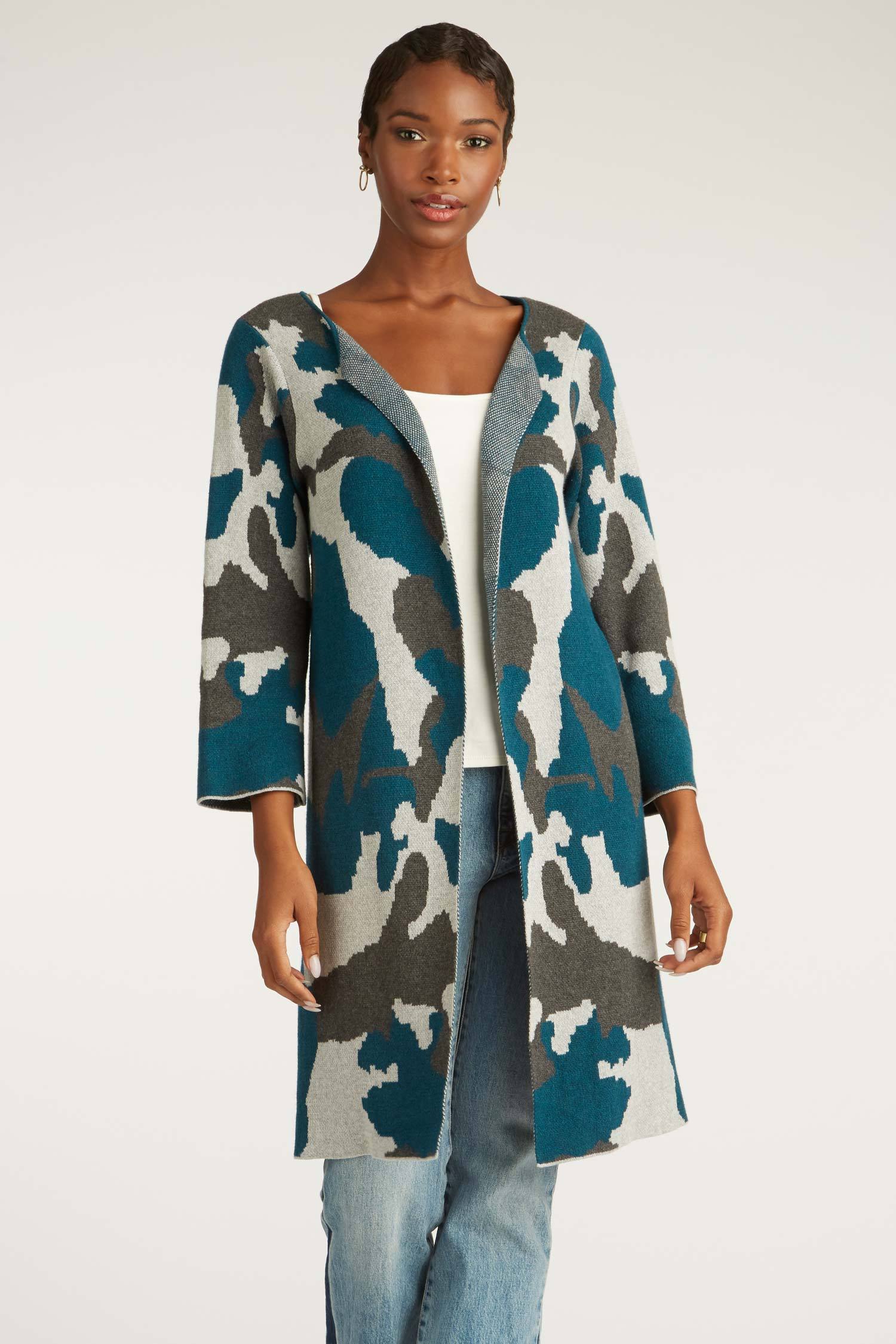 Womens Organic Cotton Sweater | Ink Blog Swing Coat Cardigan | Indigenous