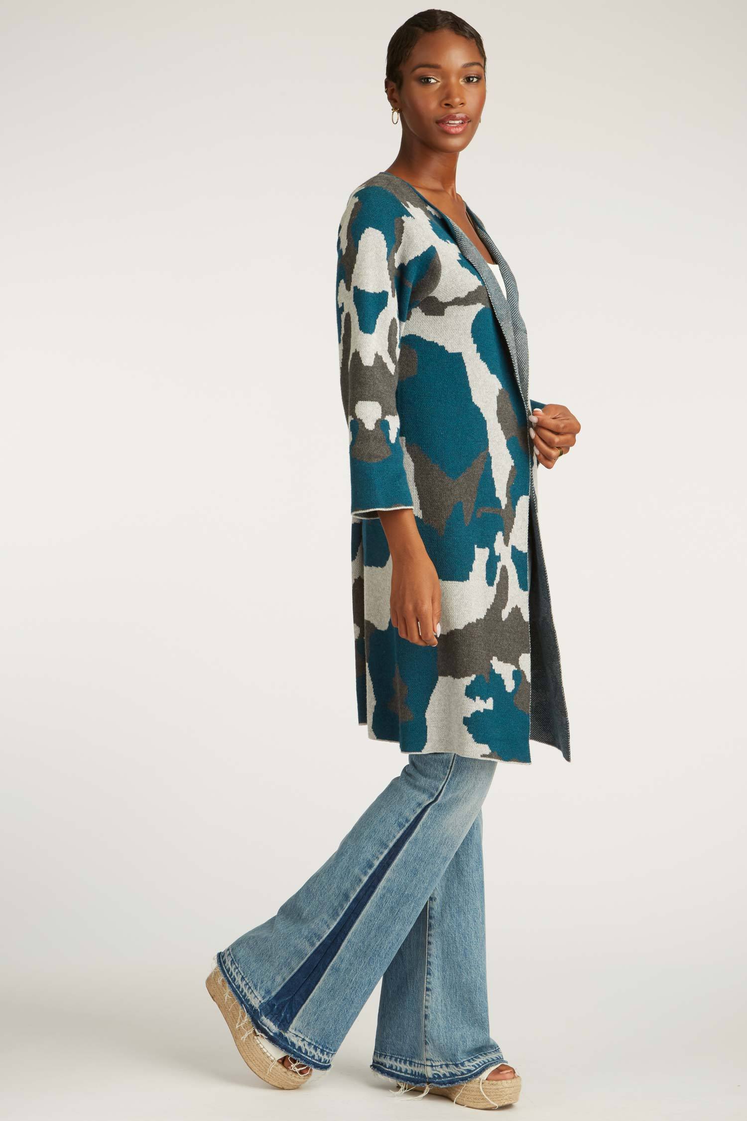 Womens Organic Cotton Sweater | Ink Blog Swing Coat Cardigan | Indigenous