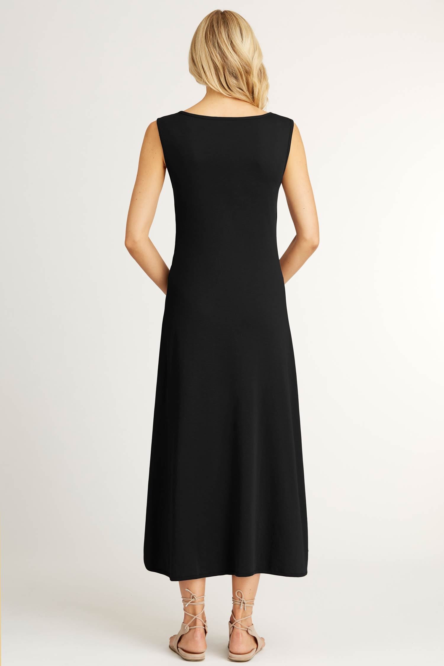 Womens Boatneck Maxi Dress in Black | Sustainable Fashion
