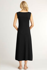 Womens Boatneck Maxi Dress in Black | Sustainable Fashion