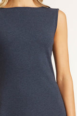 Womens Boatneck Maxi Dress in Navy Blue | Organic Cotton Clothing