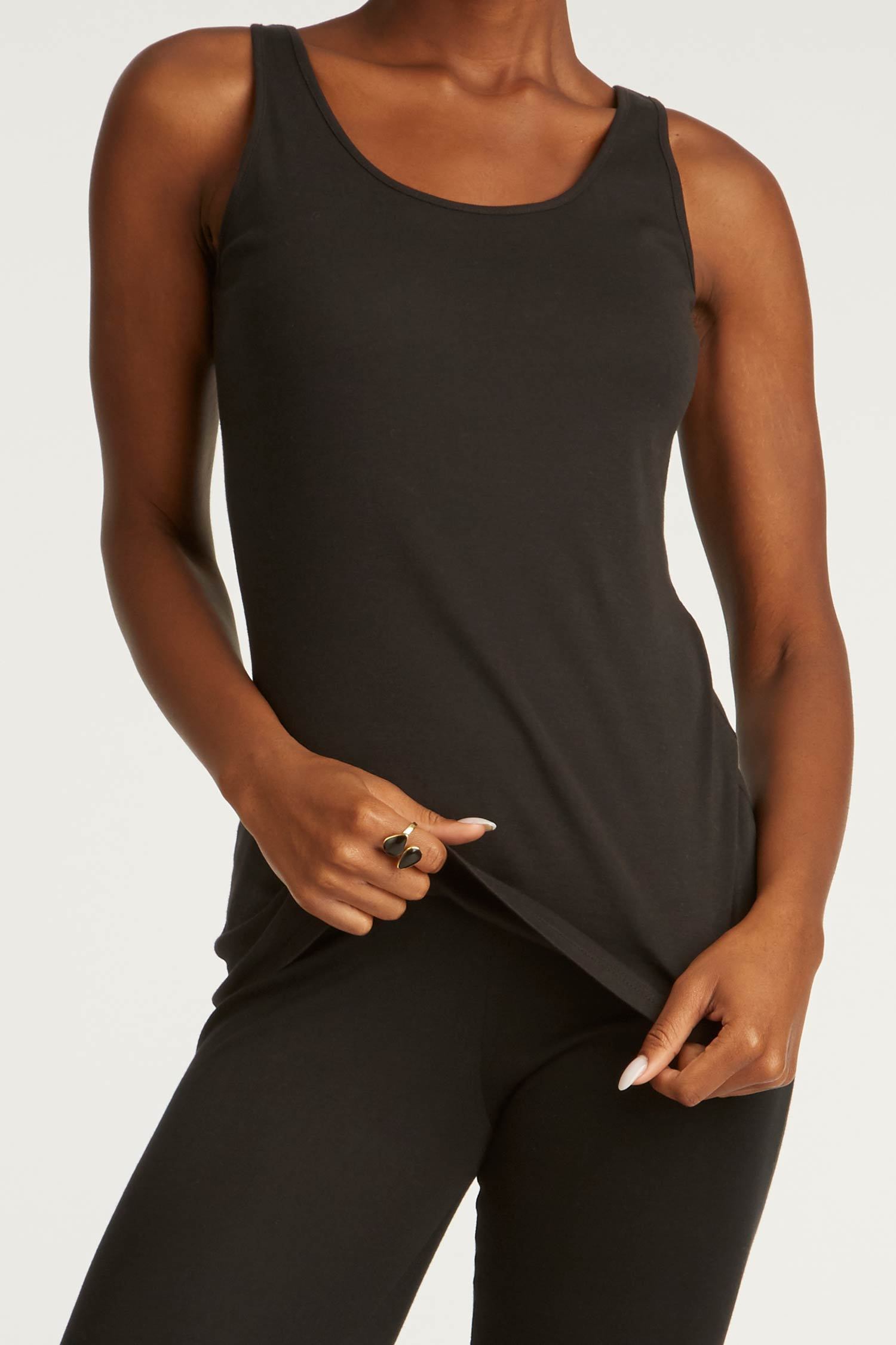 womens tank top black essential tanks organic cotton clothing basics for women