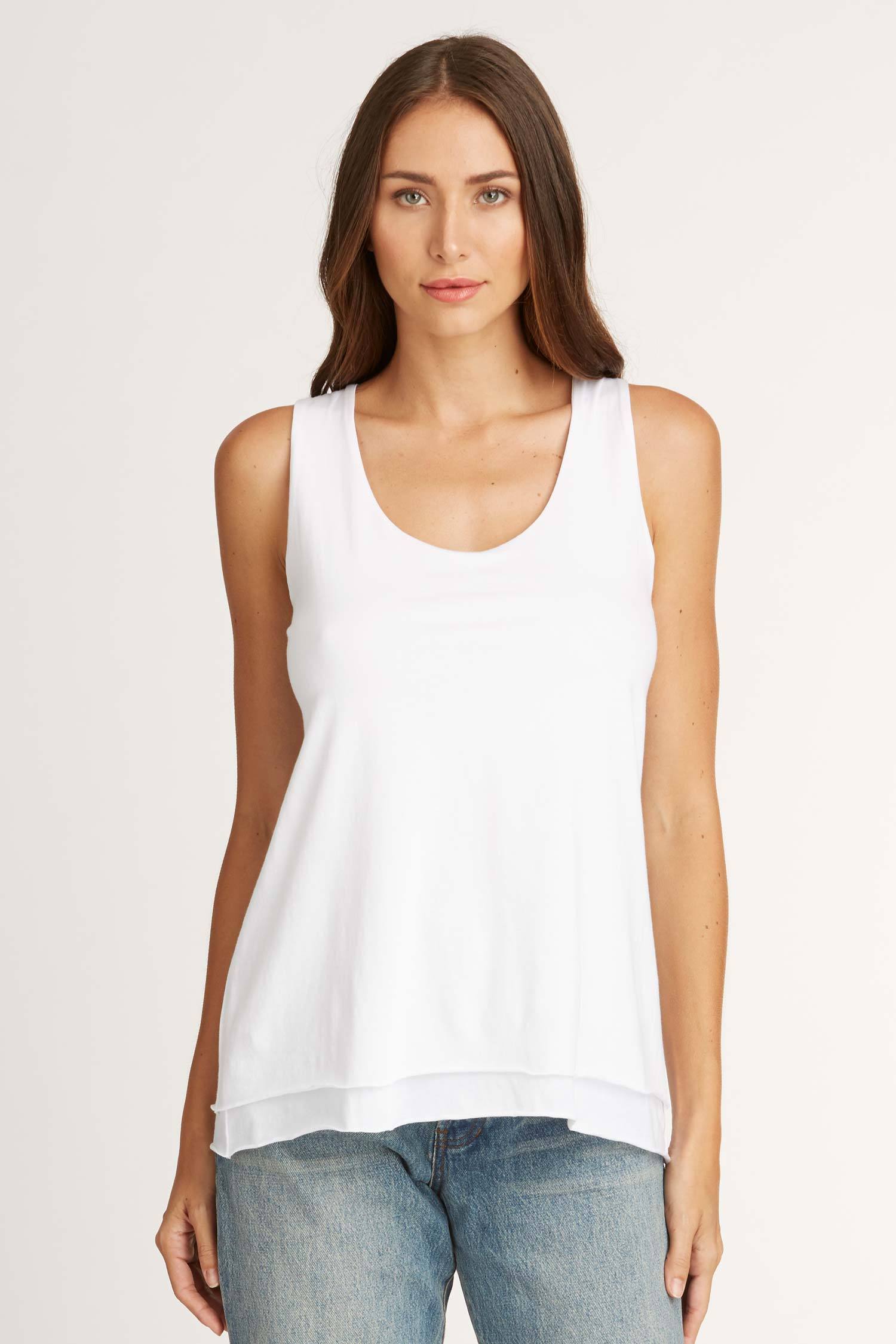 Womens Organic Cotton Top | Double Layer Tank | White