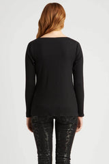 Womens Organic Cotton Rib Boatneck Top | Black | Sustainable Fashion