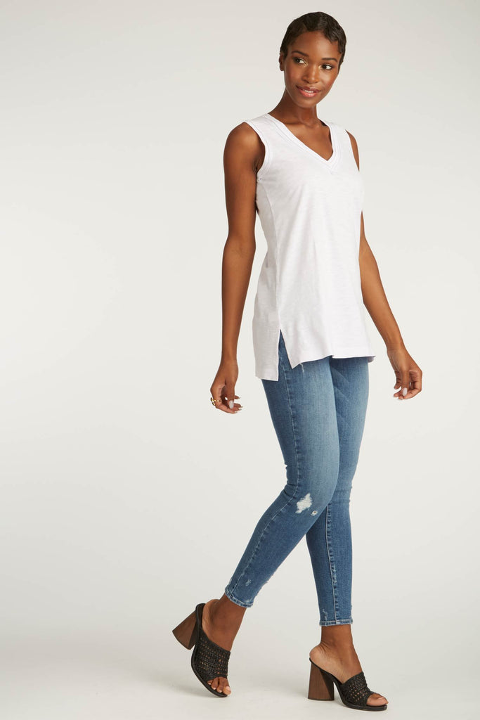 womens tank top white long v neck tee organic cotton essentials for women