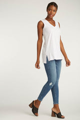 womens tank top white long v neck tee organic cotton essentials for women