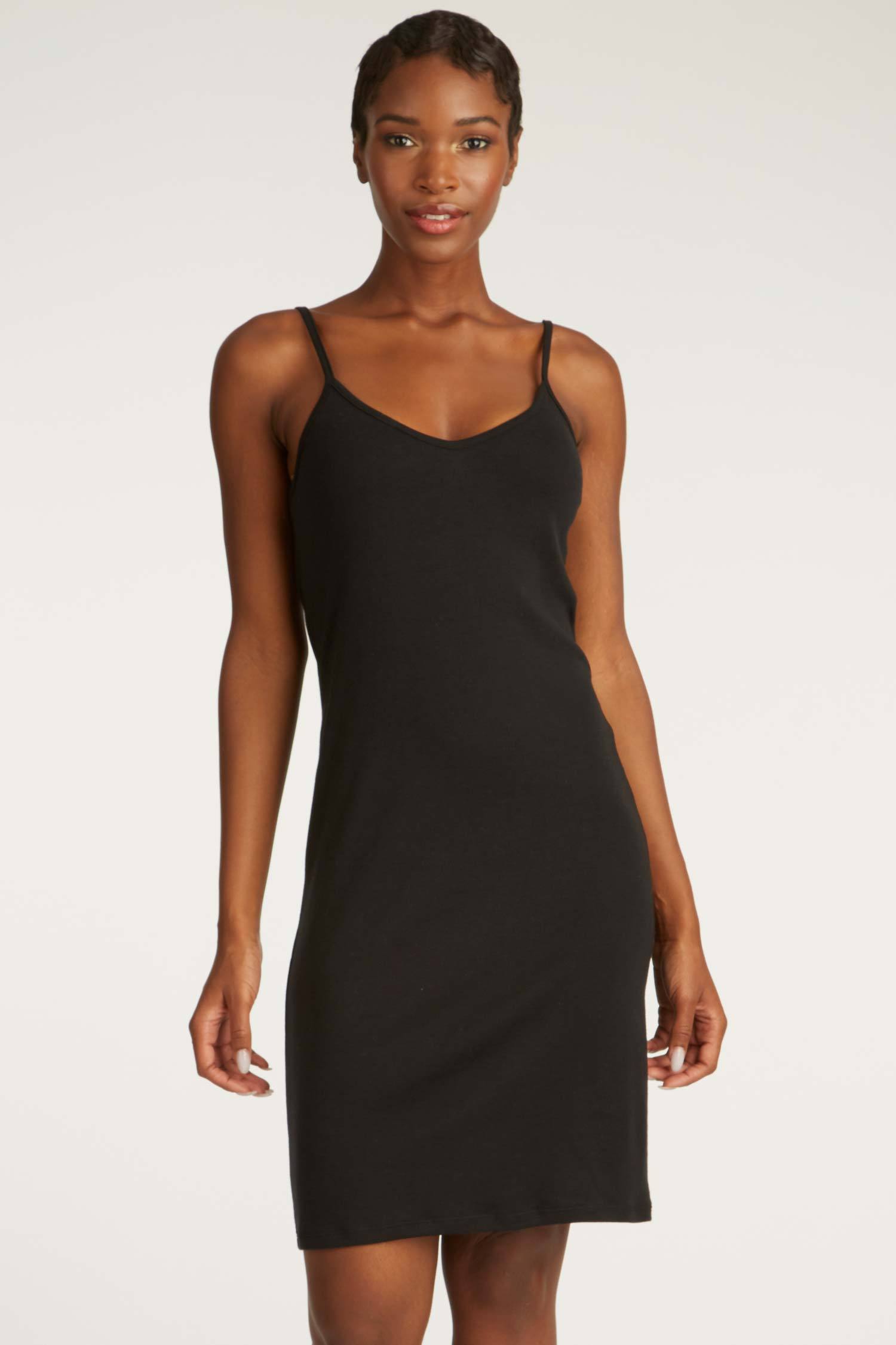 womens dress black lbd | organic cotton rib slip dress | sustainable fashion
