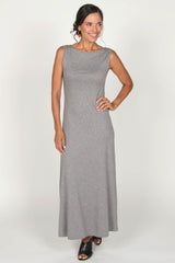 Womens Boatneck Maxi Dress in Gray | Slow Fashion