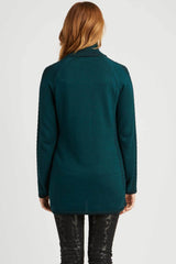 Womens Organic Cotton Sweater | Teal | Cable Zip Cardigan