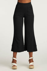 Womens Organic Cotton Pants | Cropped Wide Leg Pant | Black
