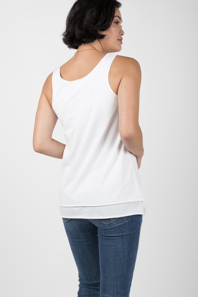 Womens Organic Cotton Top | Double Layer Tank | White