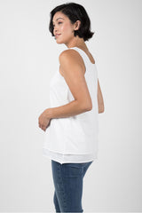 Womens Organic Cotton Top | Double Layer Tank | White