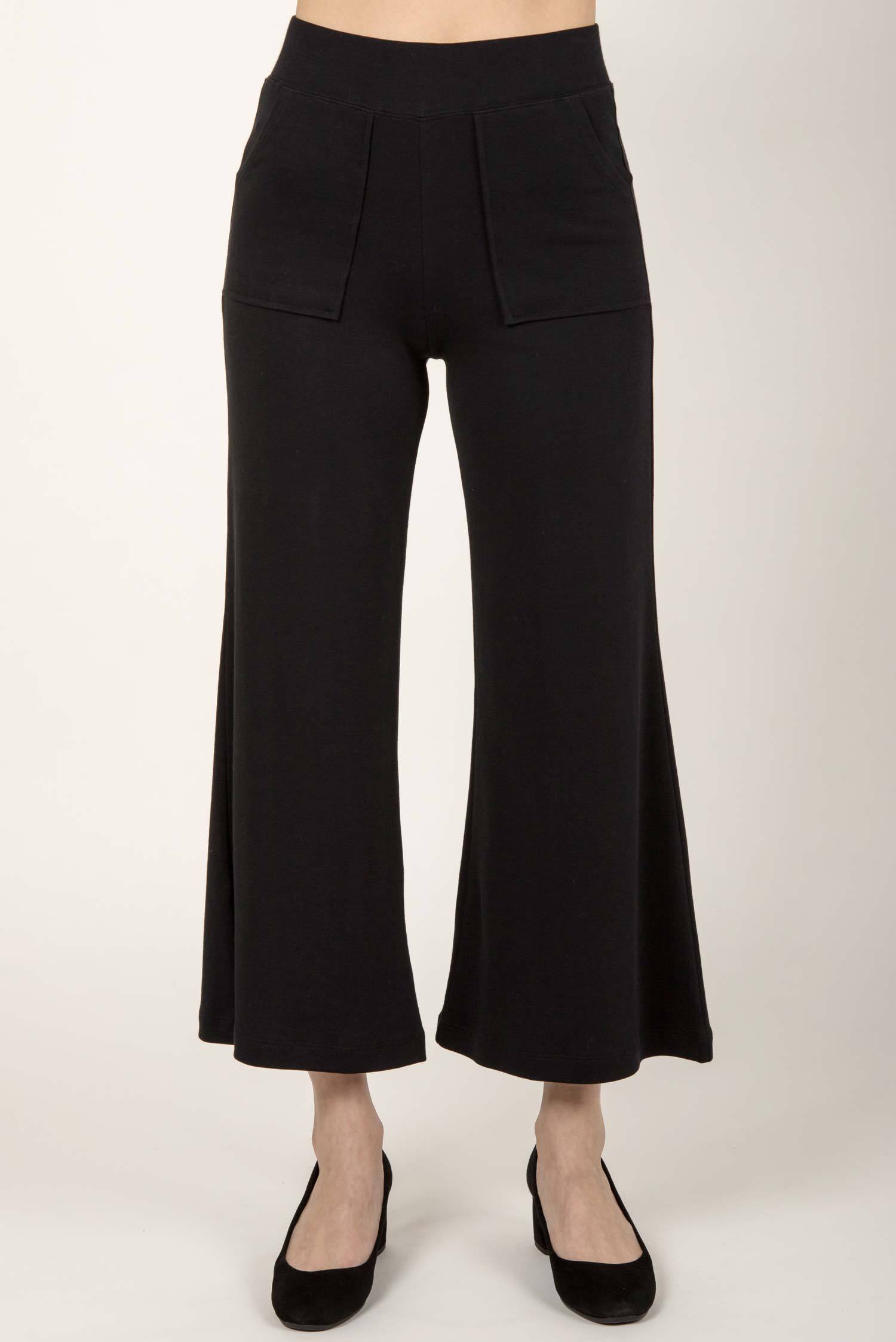 Womens organic cotton pants | Cropped Wide Leg Pant | Black