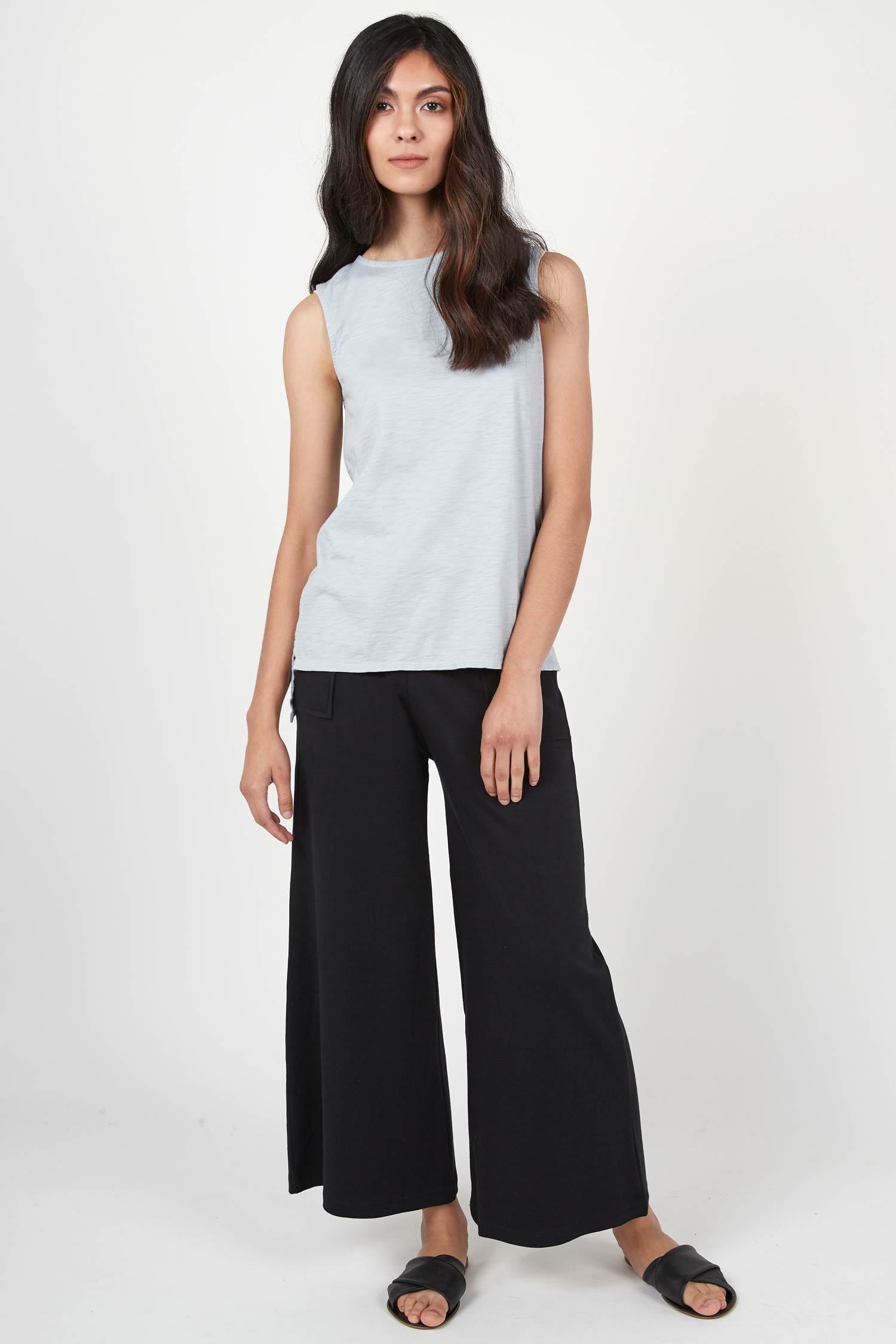 Womens organic cotton pants | Cropped Wide Leg Pant | Black