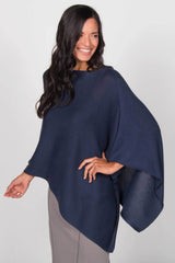 Knit Poncho for Women in Indigo Blue | Organic Cotton Clothing