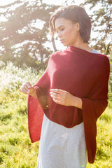 Womens Knit Poncho Ruby Red | Organic Cotton Clothing for Women