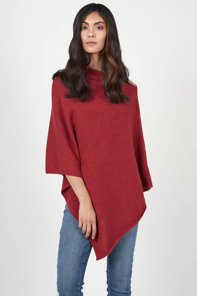 Womens Knit Poncho Ruby Red | Organic Cotton Clothing for Women