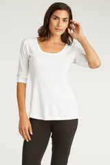 Womens Organic Cotton Top | White Scoop Neck Tee by Indigenous
