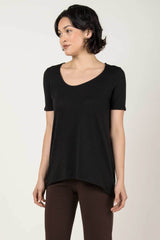 Womens Organic Cotton Tee Shirt | Essential Slub U Neck Top | Black