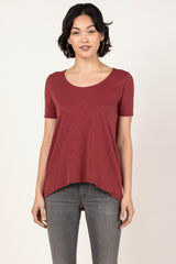 Womens Organic Cotton Tee Shirt | Essential Slub U Neck Top | Cherry Red