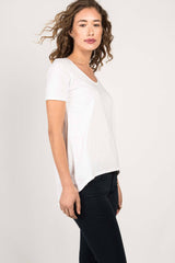 Womens Organic Cotton Tee Shirt | Essential Slub U Neck Top | White