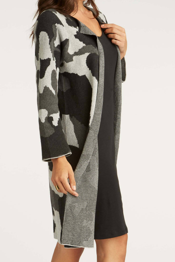 Womens Organic Cotton Sweater | Ink Blog Swing Coat Cardigan | Gray Black