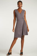 Womens Organic Cotton Dress | Purple Gray | Black Ring Wrap Dress