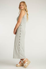 Womens Organic Cotton Dress | Snap Maxi Dress | Silver