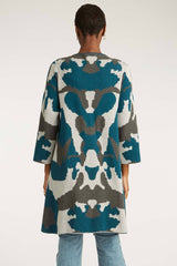 Womens Organic Cotton Sweater | Ink Blog Swing Coat Cardigan | Blue