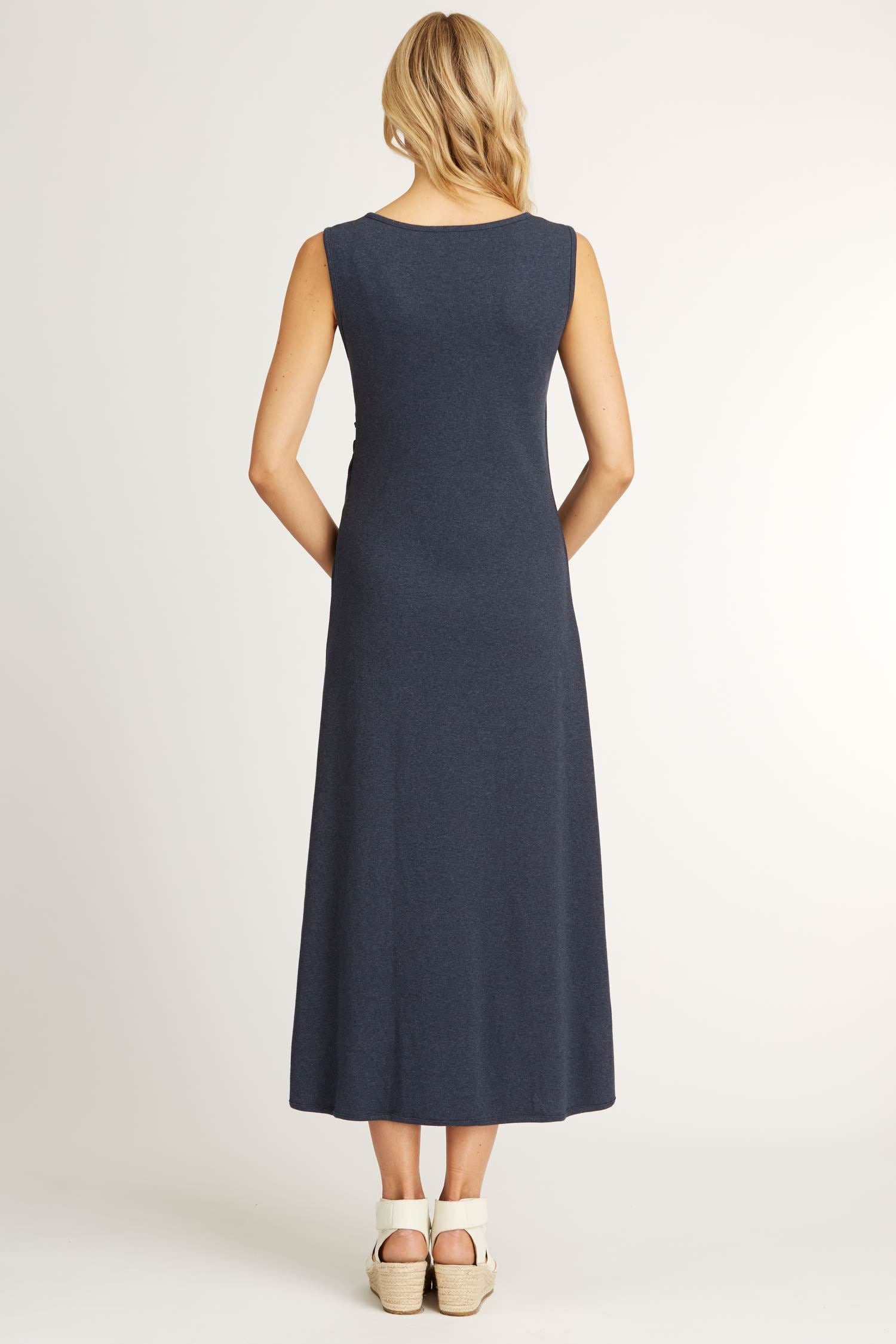 Womens Boatneck Maxi Dress in Navy Blue | Organic Cotton Clothing