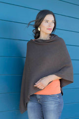 Womens Organic Cotton Knit Ponchos | Stone Brown